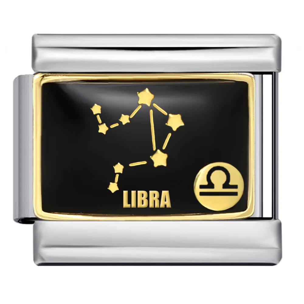 Italian Module DIY Pattern Stainless Steel Fashion Bracelet New 12 Constellation Series Gold Plating Oil Drop Design Bangles