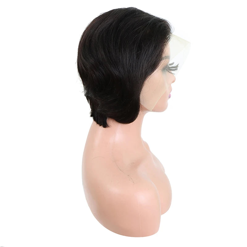 2023 Wholesale European Short Pixie Cut Wig 6 Inch Human Hair Wig, 13*4 Lace Frontal Brazilian Human Hair Wig Cut Short bob
