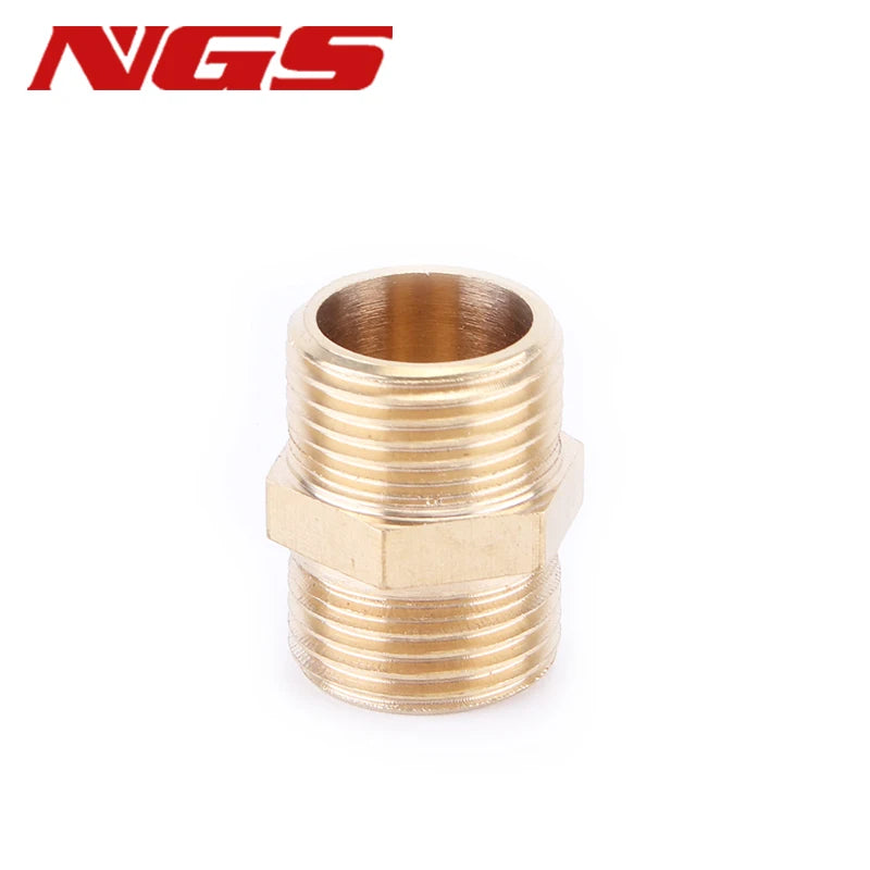 1/8\" 1/4\" 3/8\" 1/2\" 3/4\" 1\"BSP Double Male Thread Brass Copper Pipe Hex Nipple Fitting Quick Adapter Male Male Reduce