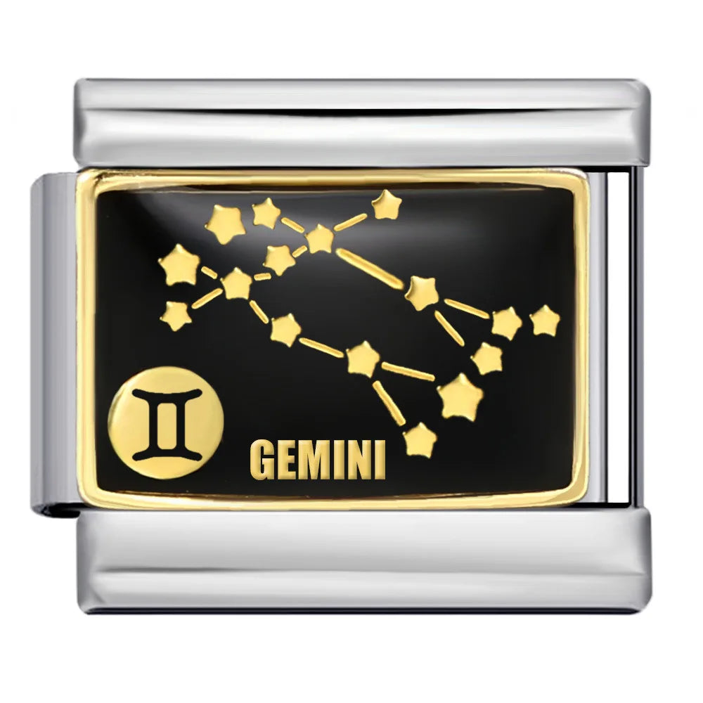 Italian Module DIY Pattern Stainless Steel Fashion Bracelet New 12 Constellation Series Gold Plating Oil Drop Design Bangles