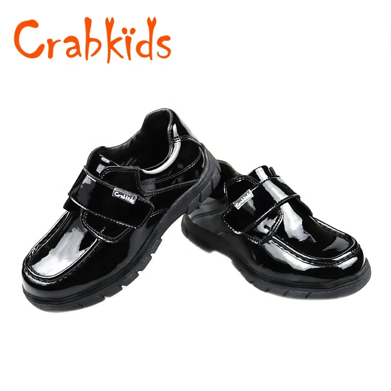 2023 Black School Shoes Boys Teenage School Shoes Patent Leather Children Fashion Outdoor Kids Dress Shoes
