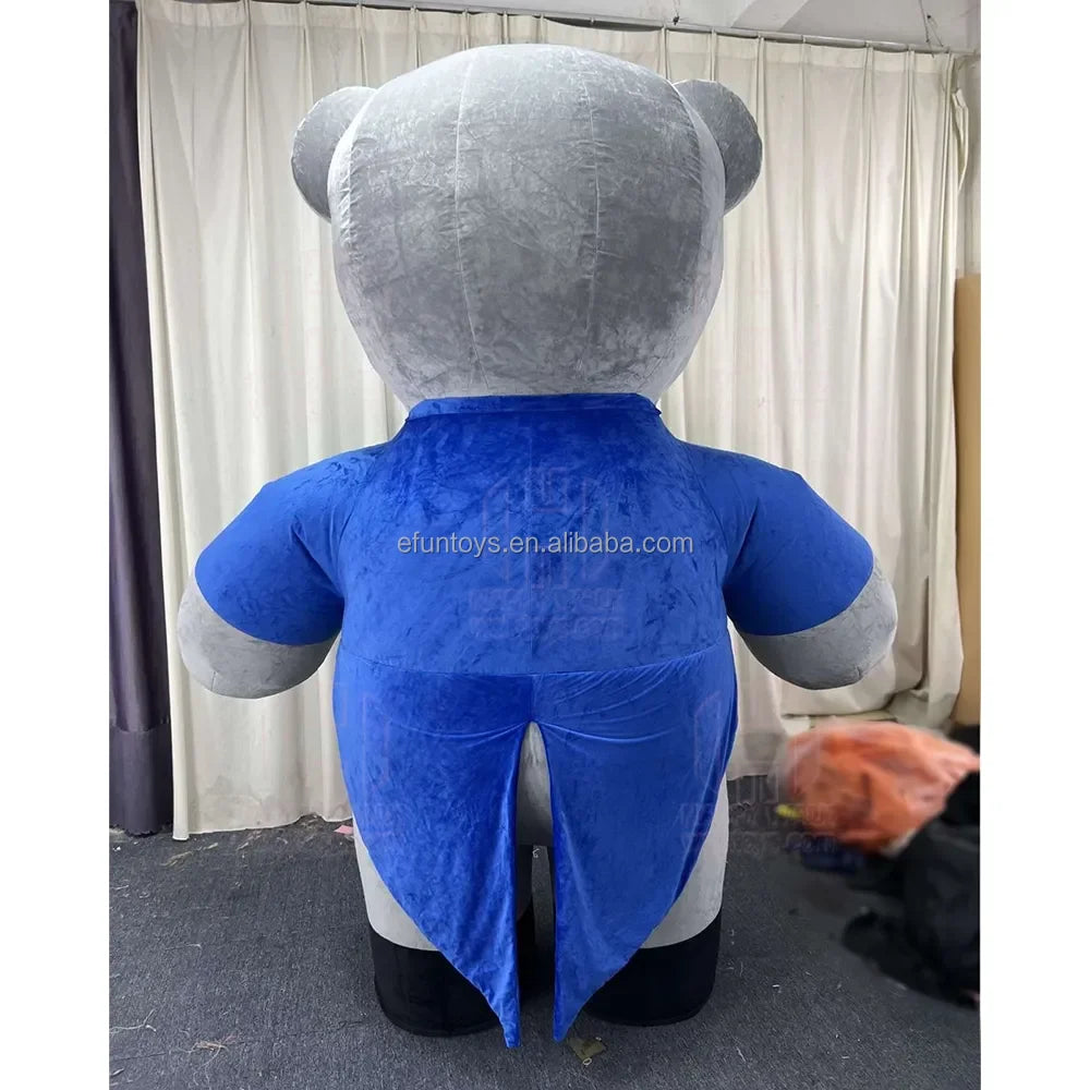 Efun MOQ 1 Piece Giant Adult Inflatable Gray Bear Costume With Tuxedo for Wedding Performance Carnival Christmas Bear Mascot