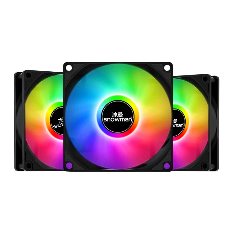 SNOWMAN Low Noise 12v 120mm Computer Case Fans Cooling Fan LED ARGB 120x120x25mm PC Cooling Case Fan