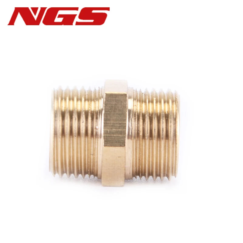 1/8\" 1/4\" 3/8\" 1/2\" 3/4\" 1\"BSP Double Male Thread Brass Copper Pipe Hex Nipple Fitting Quick Adapter Male Male Reduce