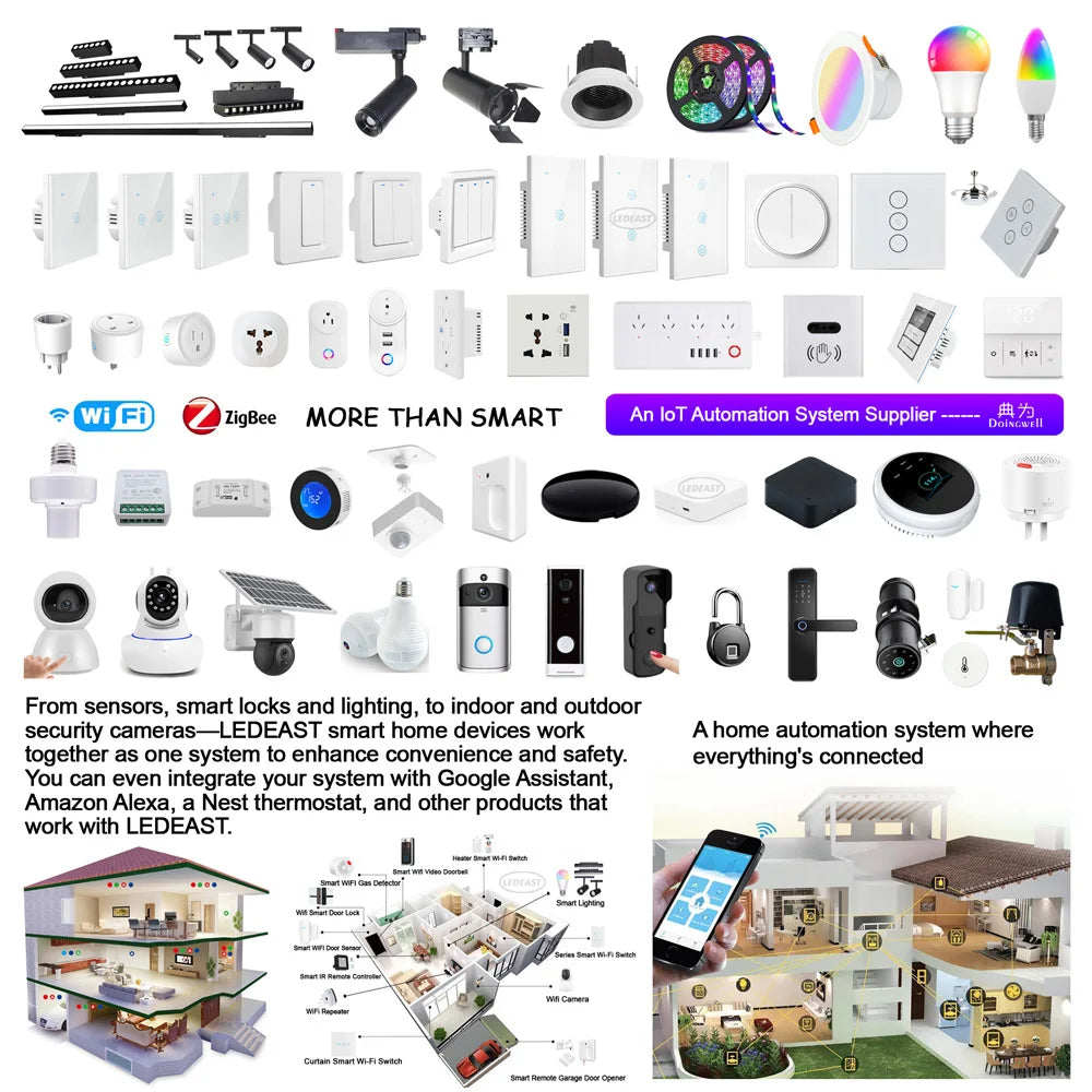 LEDEAST XH-TW1F 36W RGB Low Noise Tuya Wifi Remote Control Smart Led Ceiling Fan With Light for Home Bedroom Living Room