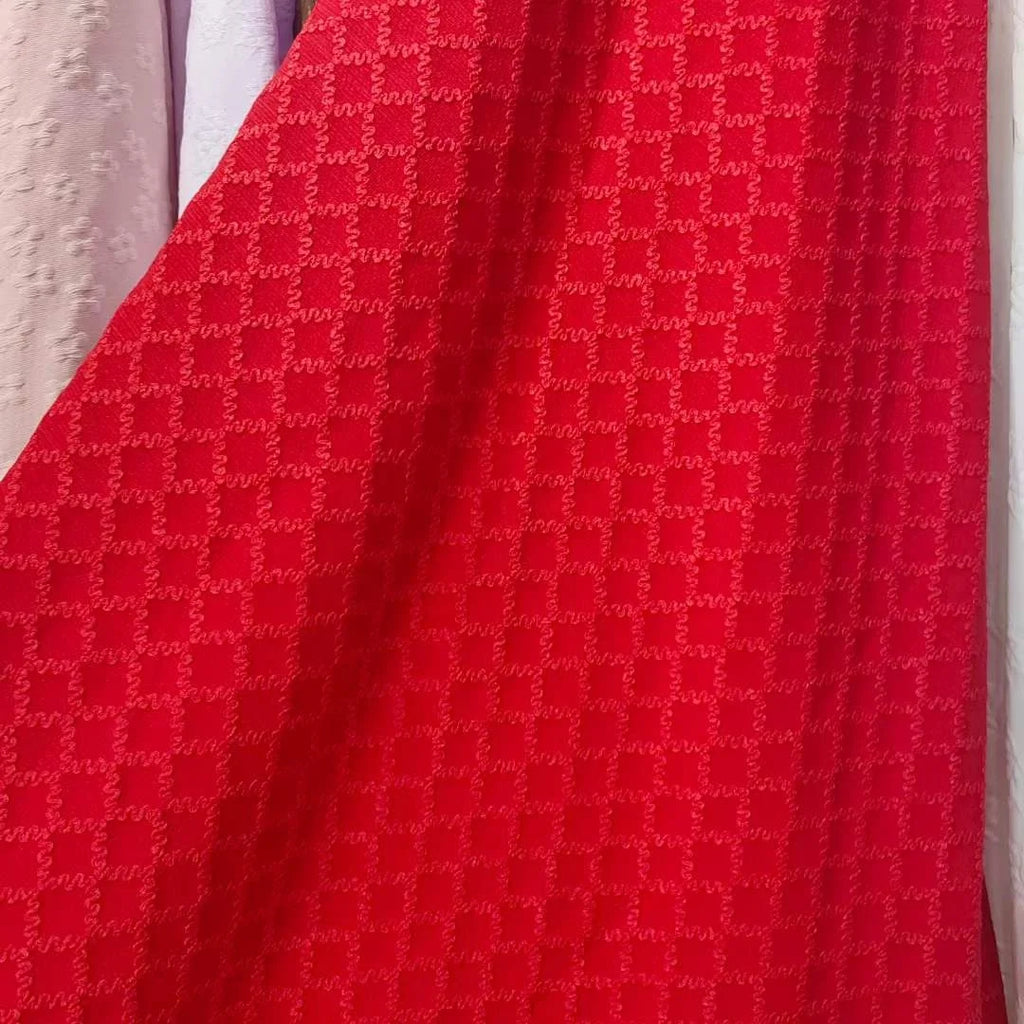 100%polyester Square Lattice Pattern Design Embossed Jacquard Fabrics by the Yard