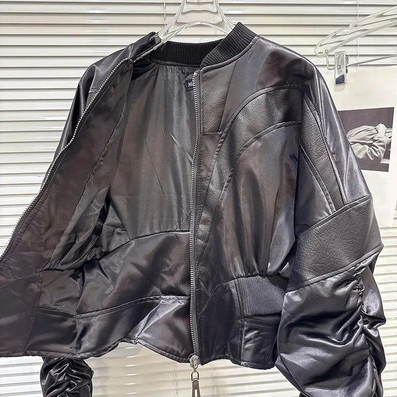 2025 Autumn New Street Style Patchwork Baseball Jacket for Women Loose Zipper Short Coats Female