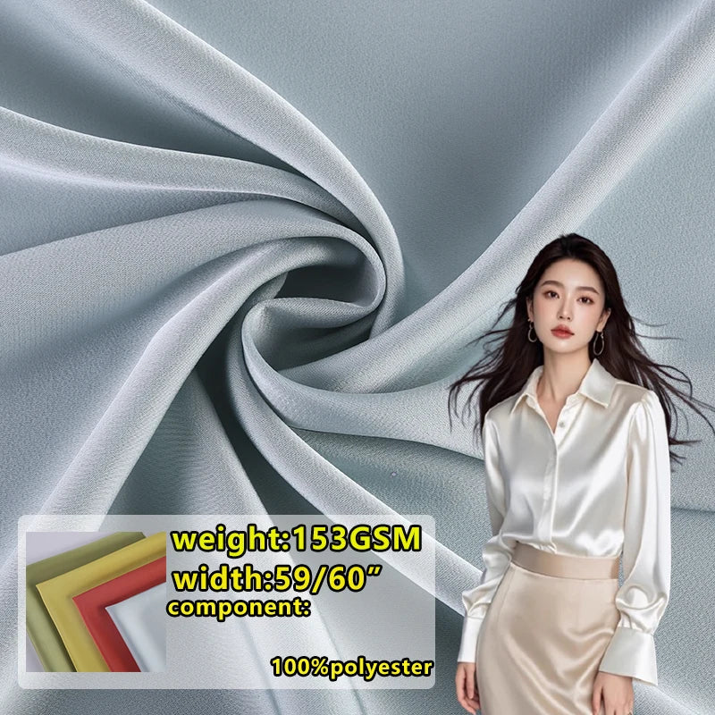 153GSM Single Sided Imitation Acetic Acid Fashion Fabric New Spring Dress Pants Fabric Polyester Smooth and Soft Thin Fabric