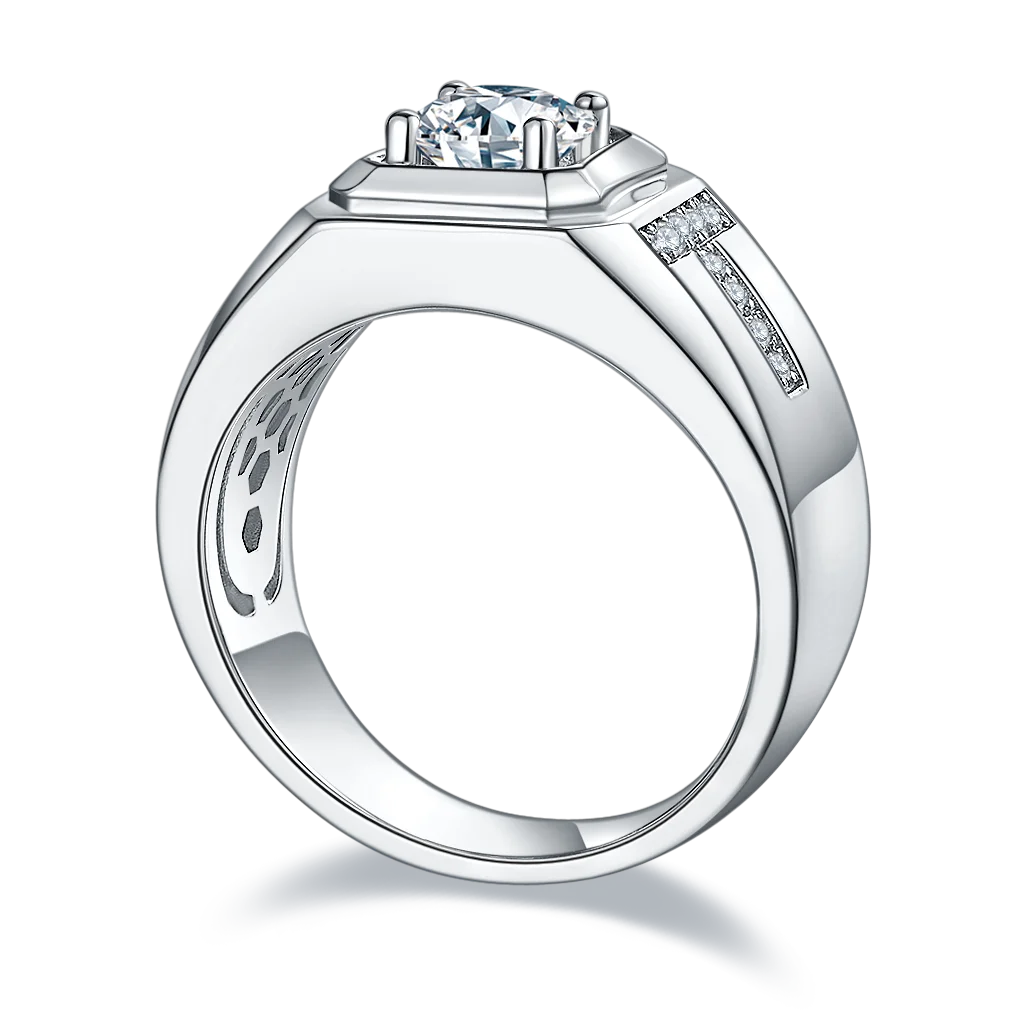 SGARIT Dropshipping 1ct Moissanite Diamond Ring Jewellery White Gold Plated 925 Sterling Silver Jewelry Finger Ring for Men