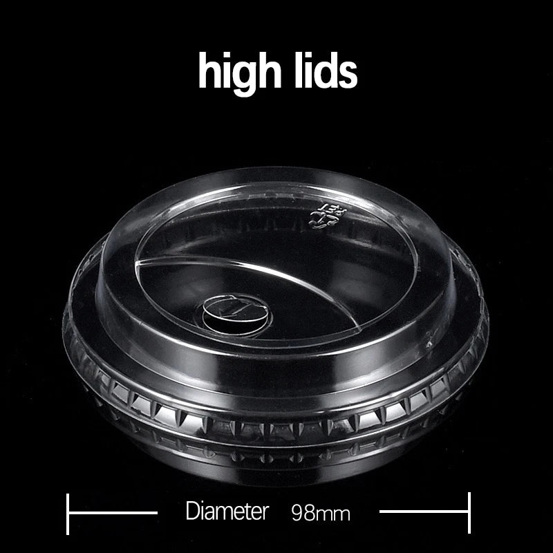 1,000 Count Custom Printing Disposable Clear PET Cup Lids Reusable Plastic Cup for Take Away Coffee Juice Drink Milk