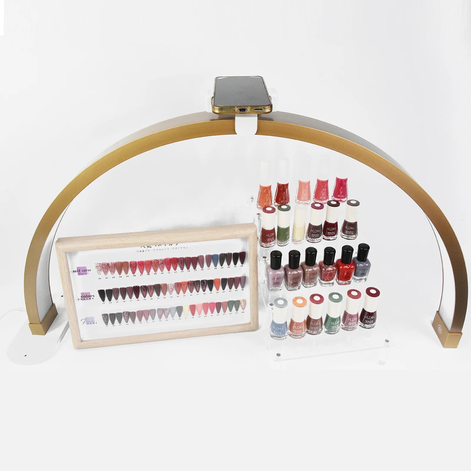 Golden Crystal Table Lamp High Quality 30inch Led Half Moon UV Nail Lamp With Phone Holder Desktop Arch Nail Lamp for Beauty