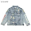1 Pcs High Quality Male Denim Jacket Casual Solid Color Streetwear Coat Button up Workwear Distressed Patch Pilot Jacket for Men