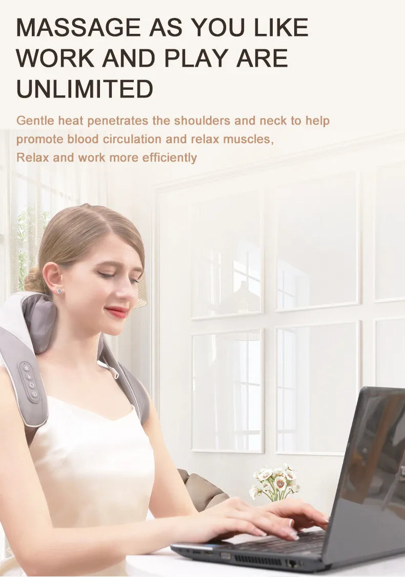 IFINE High Quality Smart Neck Massager Electric Knead Trapezius Muscle Deeply Heating Shawl for Beauty & Personal Care