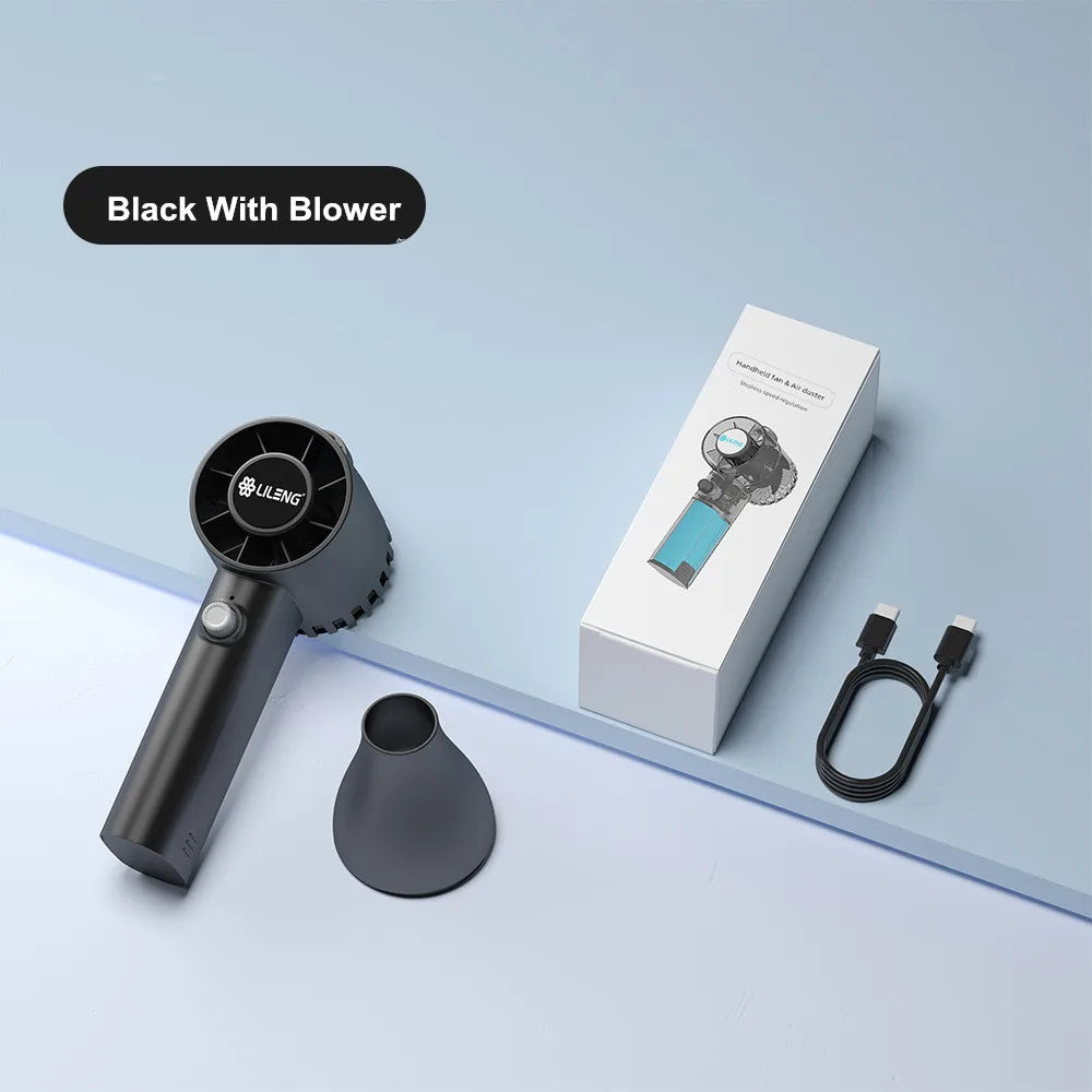 2 in 1 Portable Air Cooler & Dust Blower High Speed 12M/S 100 Speed Stepless Fan Vacuum Cleaner Battery Power Table Installation