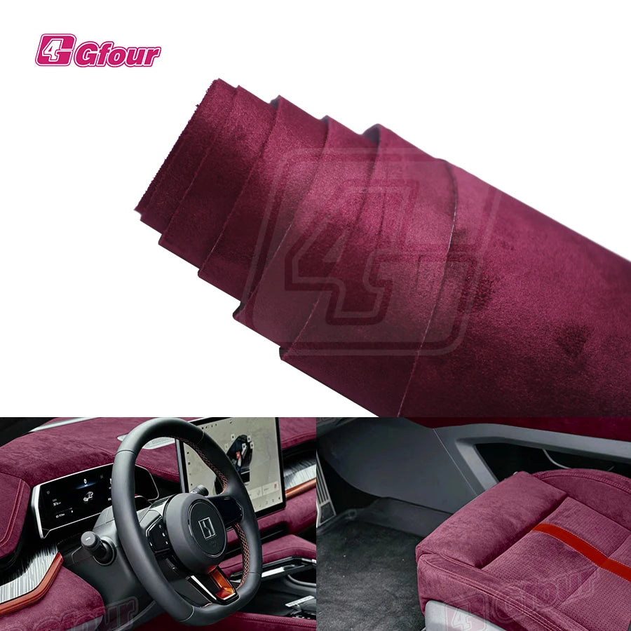 Self-adhesive Roll Flannel Pink Suede Film 1.52*15m Suede Car Film Hot Selling Decorative Vinyl Cherry Blossom Pink PVC Interior