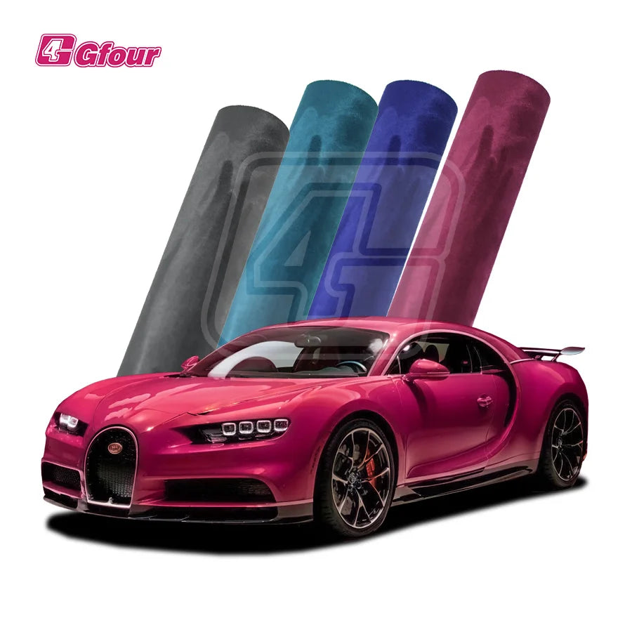 Self-adhesive Roll Flannel Pink Suede Film 1.52*15m Suede Car Film Hot Selling Decorative Vinyl Cherry Blossom Pink PVC Interior