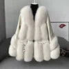 2023 New Arrival Winter Thick Warm Leather Fur Jacket Women Real Fox Fur Coat
