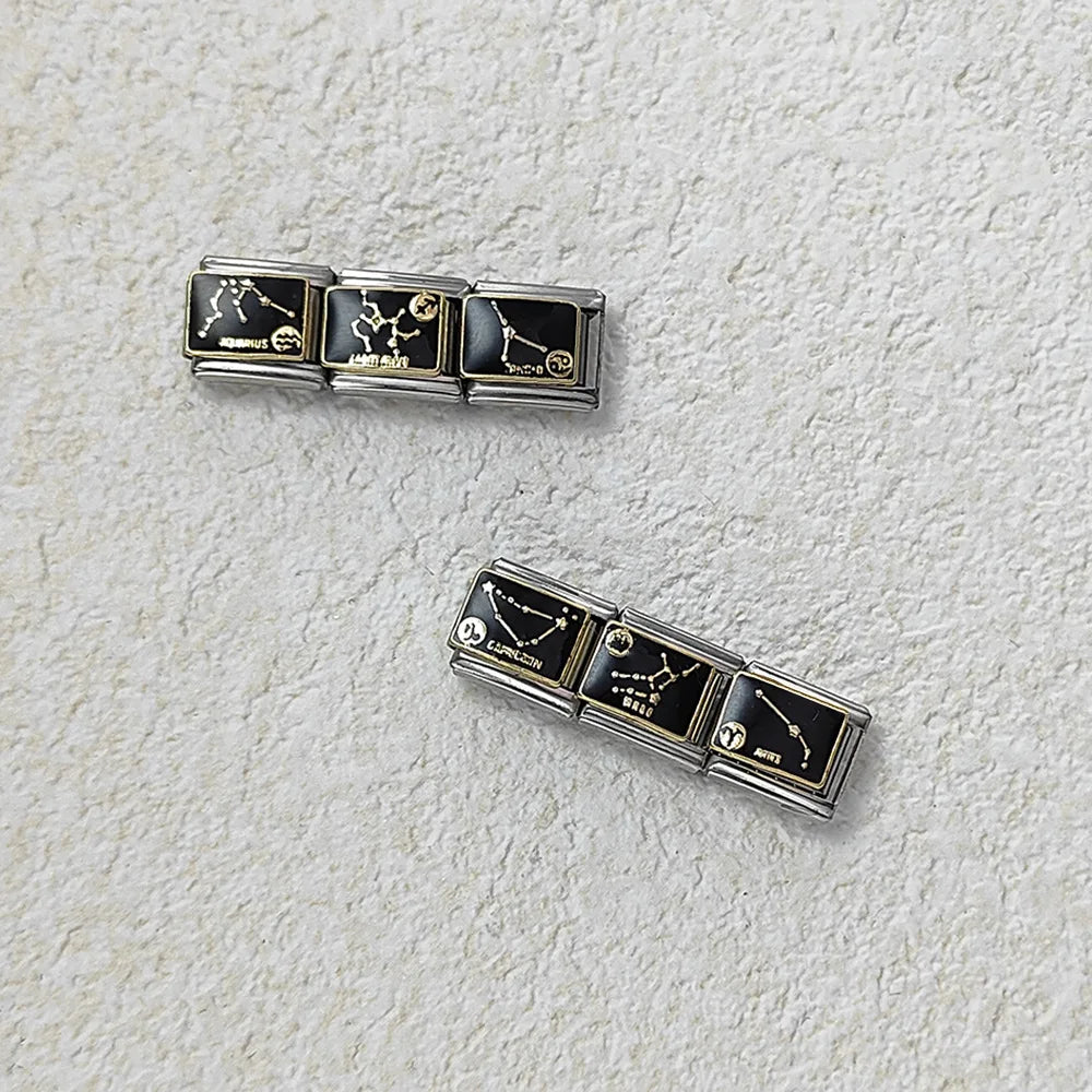 Italian Module DIY Pattern Stainless Steel Fashion Bracelet New 12 Constellation Series Gold Plating Oil Drop Design Bangles