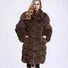 2018 Women's Winter Luxury Faux Fur Coat Long and Warm with Chinchilla Fox Pattern Soft Plaid Design