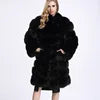 2018 Women's Winter Luxury Faux Fur Coat Long and Warm with Chinchilla Fox Pattern Soft Plaid Design