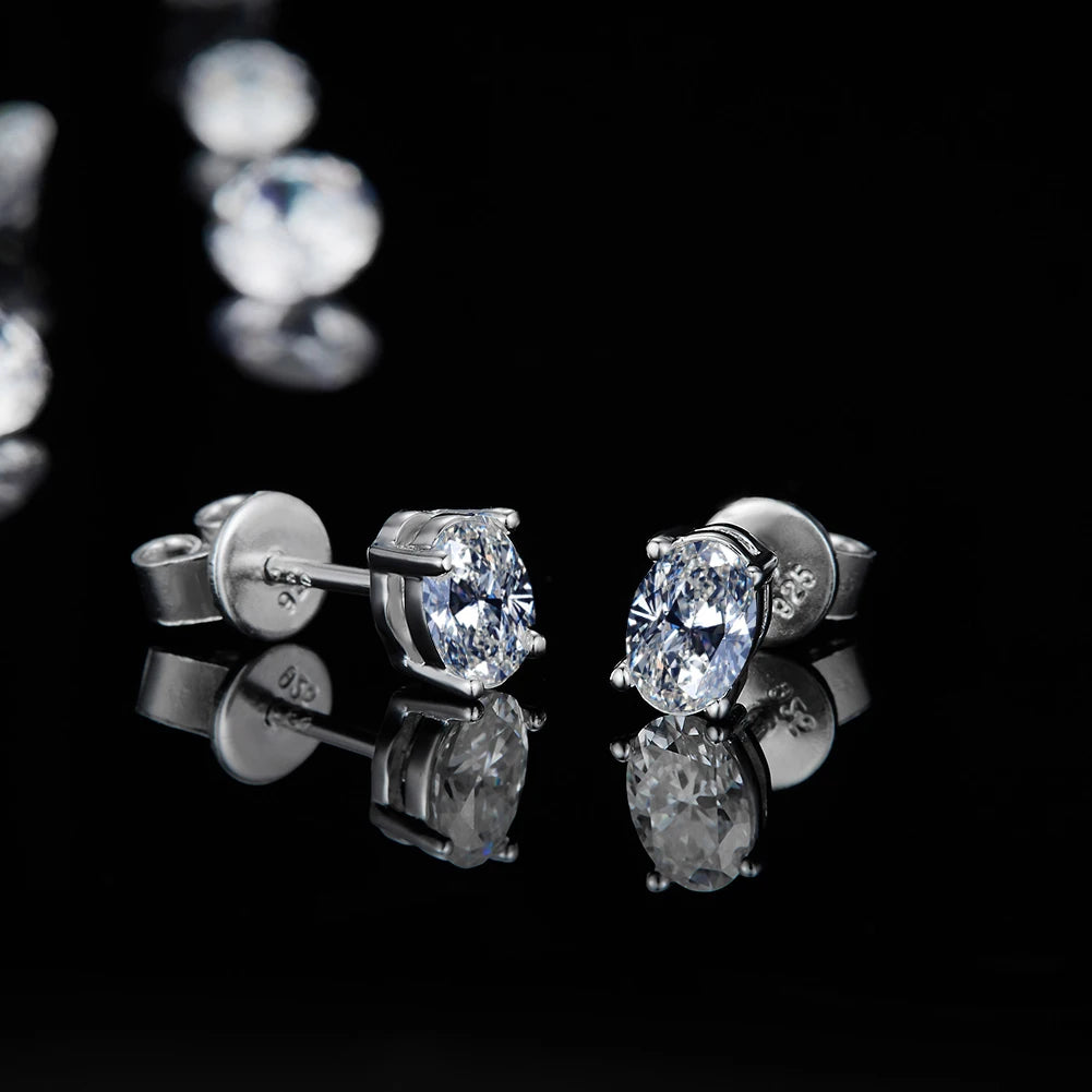 SME13 Pass Diamond Test Stone Moissanite Rhodium Plated 925 Sterling Silver Earring Studs for Women Men