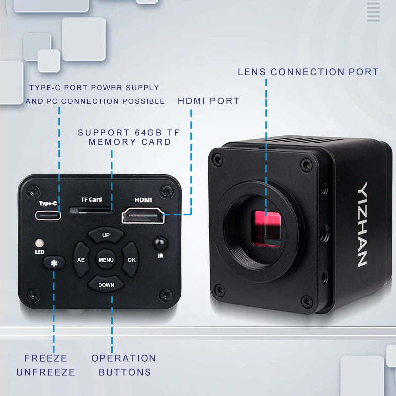 1/1.8'' CMOS Sensor Industrial Camera 4K HD Freeze Contrast Microscope Accessories Type-C Zoom in Repair Tools