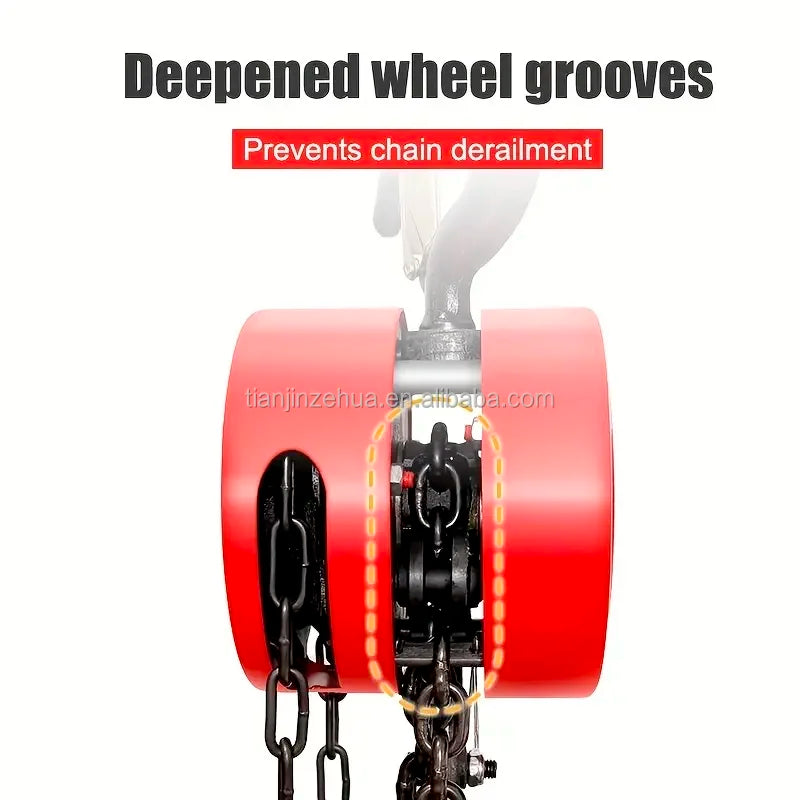 2 Ton (4400 Lbs) Industrial Steel Hand Chain Hoist, 20ft Lift, Red, for Warehouse/Workshop/Transport CE Certified