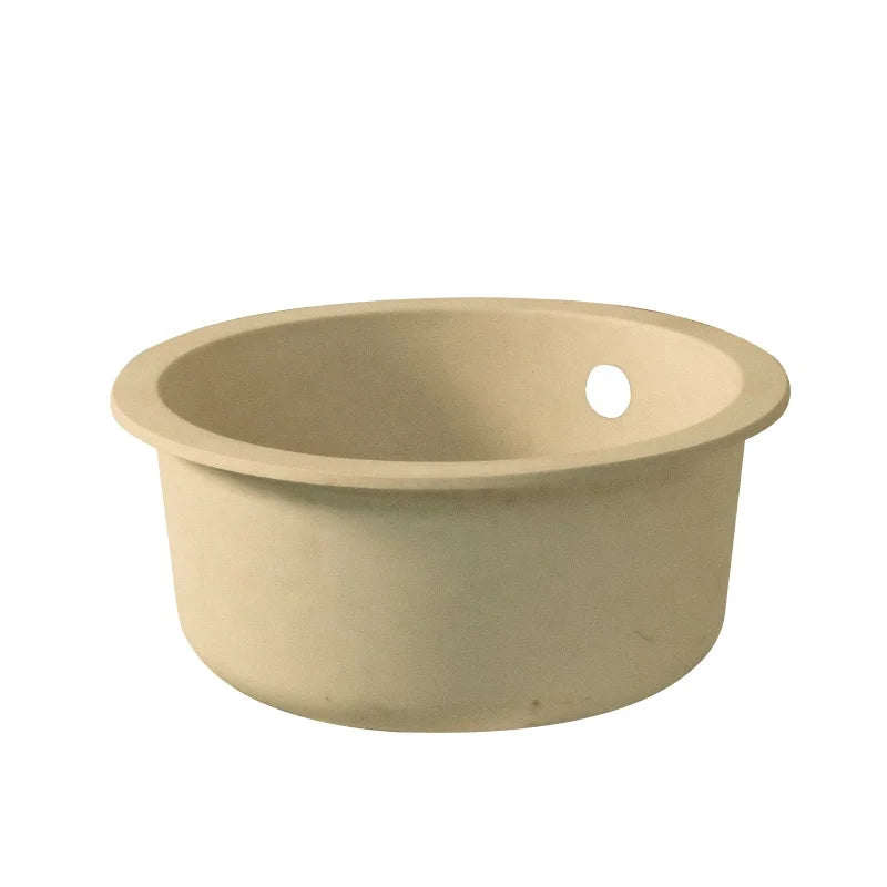 SHKRT Gorgeous Single Bowl Round Quartz Sink 410mm Mini Modern Oatmeal Sink Lowest Price Without Drainer