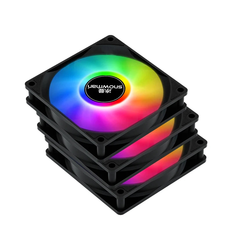 SNOWMAN Low Noise 12v 120mm Computer Case Fans Cooling Fan LED ARGB 120x120x25mm PC Cooling Case Fan