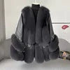 2024 Winter Ladies Real fox Fur Jacket Genuine Sheep Leather Coat with fox Fur Female Fashionable Fur Jackets
