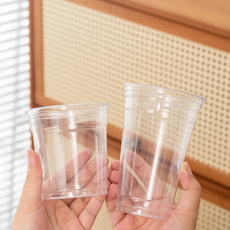 1,000 Count Custom Printing Disposable Clear PET Cup Lids Reusable Plastic Cup for Take Away Coffee Juice Drink Milk