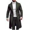 2024 Europe and America  Autumn Winter New Woolen Solid Color Long Sleeve Double Breasted Lapel Collar Men's Long Coat
