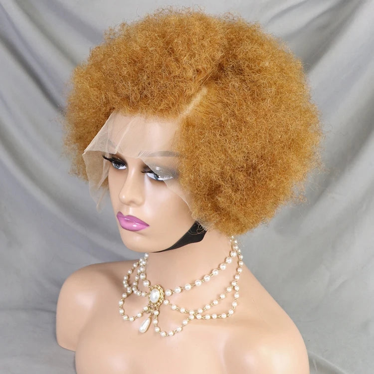 13x4 Lace Closure Frontal Wigs for Black Women Afro Kinky Curly Non Blend Hair Short Afro Curly Wig with Deep Wave Style