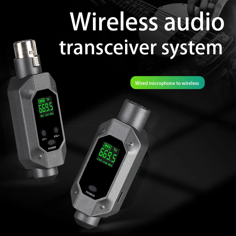 2024 Newest Portable UHF Wireless Adapter System Microphone Transmitter & Receiver for Wired Dynamic Microphone Box Package