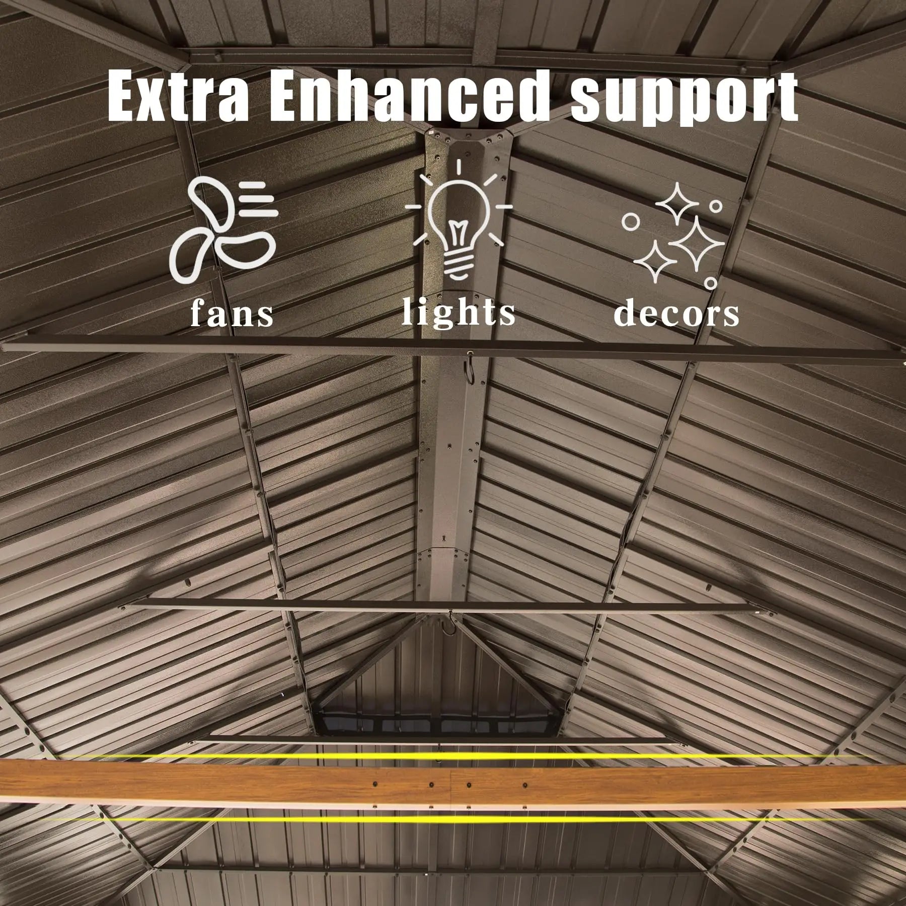 14'x24' Hardtop Aluminum Outdoor Gazebo Canopy Extra Large Double Roof Curtains Galvanized Steel Pavilion for Patio Deck