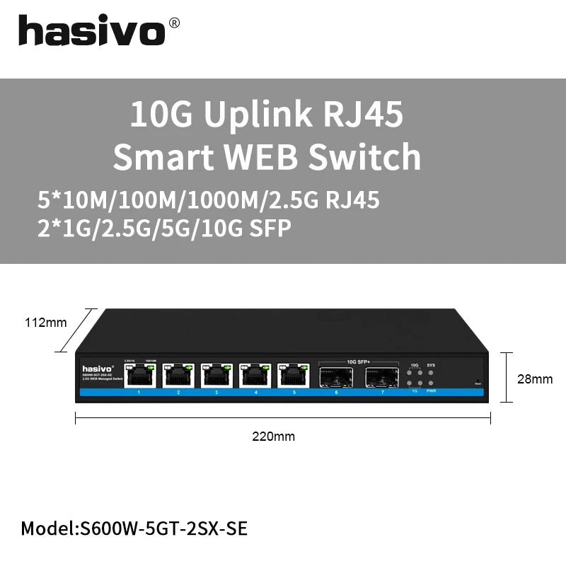 2.5G 10G Uplink Network Light Network Management Switch Plug and Play Enterprise Office VLAN Network Management Type