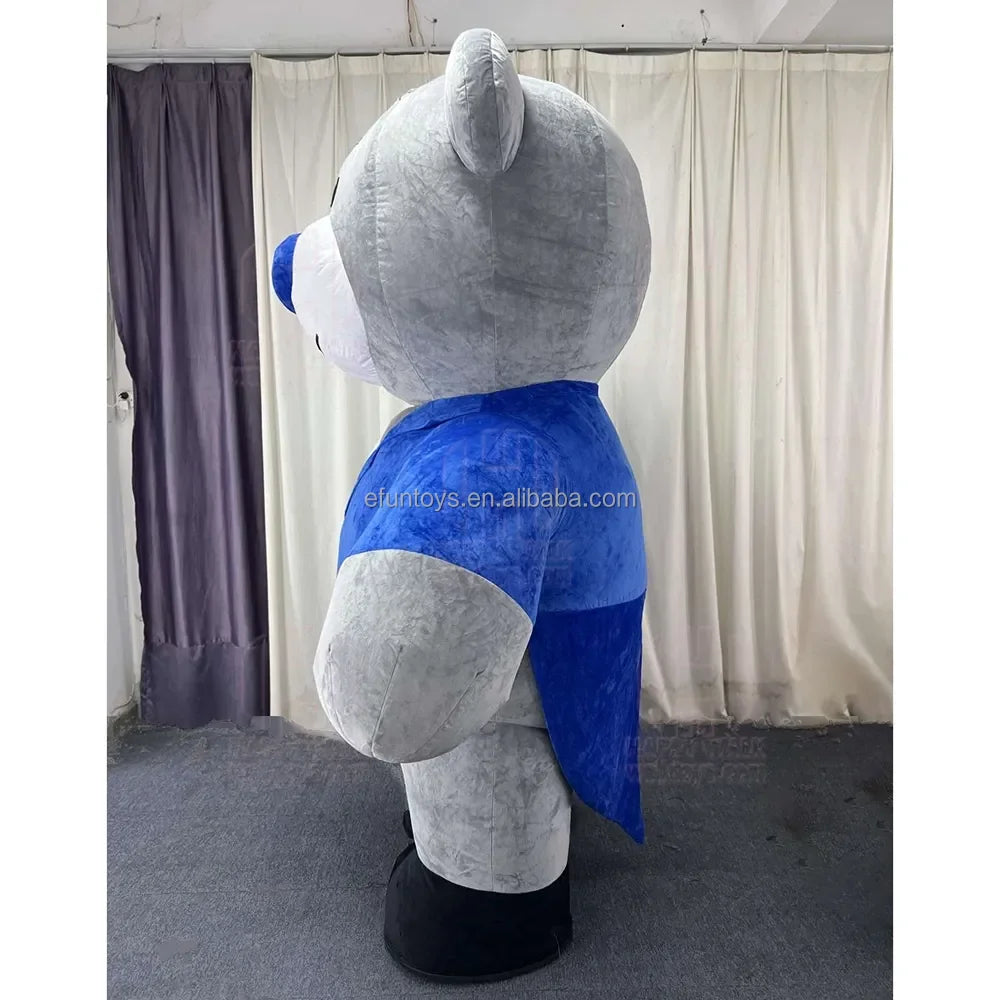 Efun MOQ 1 Piece Giant Adult Inflatable Gray Bear Costume With Tuxedo for Wedding Performance Carnival Christmas Bear Mascot