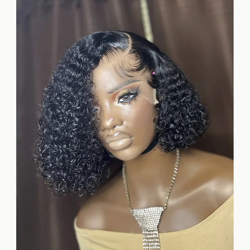 Wholesale Short Water Wave Bob HD Swiss Transparent Lace Front Wig for Black Women Natural Virgin Brazilian Human Remy Hair Wigs