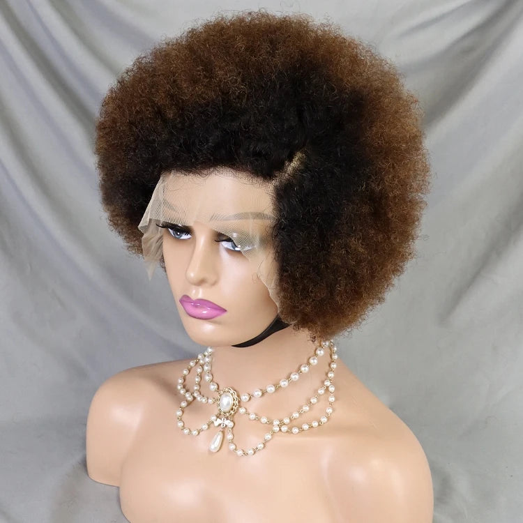 13x4 Lace Closure Frontal Wigs for Black Women Afro Kinky Curly Non Blend Hair Short Afro Curly Wig with Deep Wave Style