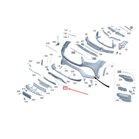 1678856803 Mercedes W167 Left Lower Front bar Bright bar
