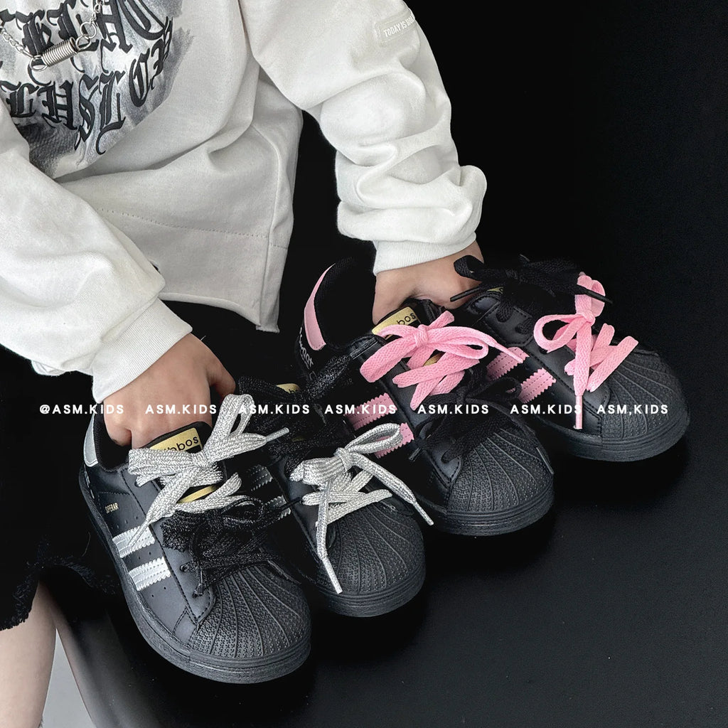2024 Autumn New Children's Board Shoes Boys and Girls Colourful Lace tide Shoes Casual Shoes Students Shell Head Sports