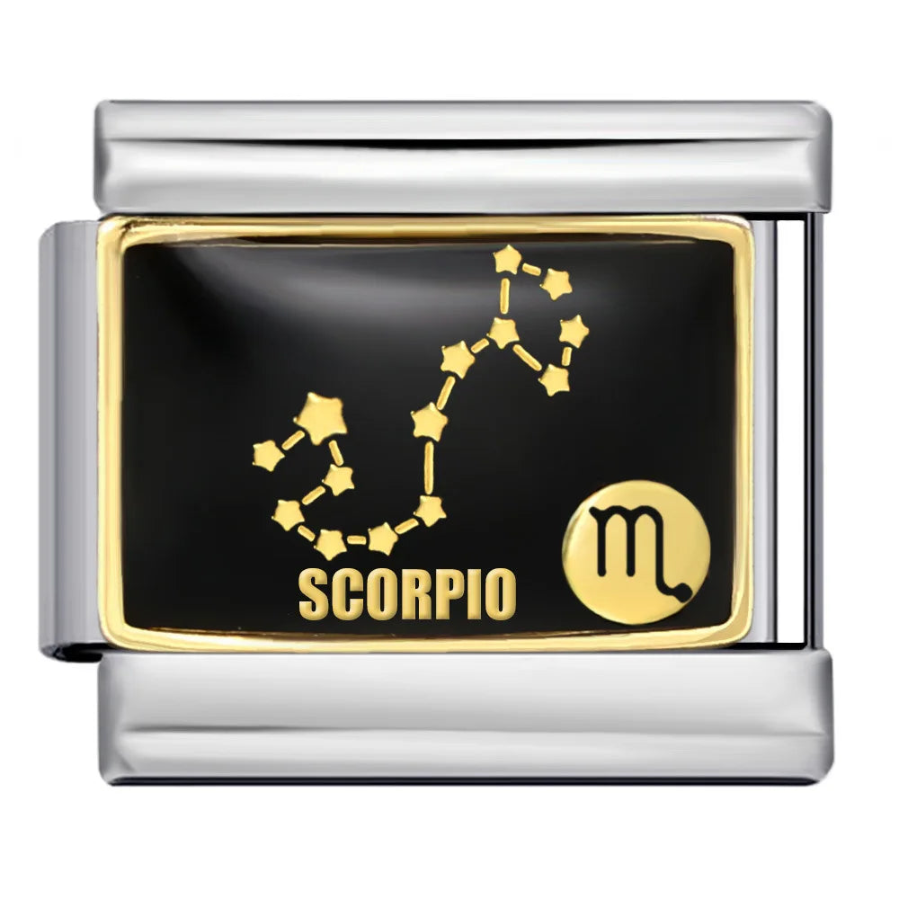 Italian Module DIY Pattern Stainless Steel Fashion Bracelet New 12 Constellation Series Gold Plating Oil Drop Design Bangles