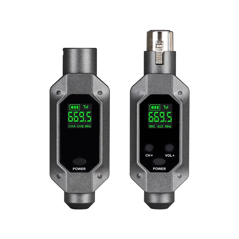 2024 Newest Portable UHF Wireless Adapter System Microphone Transmitter & Receiver for Wired Dynamic Microphone Box Package