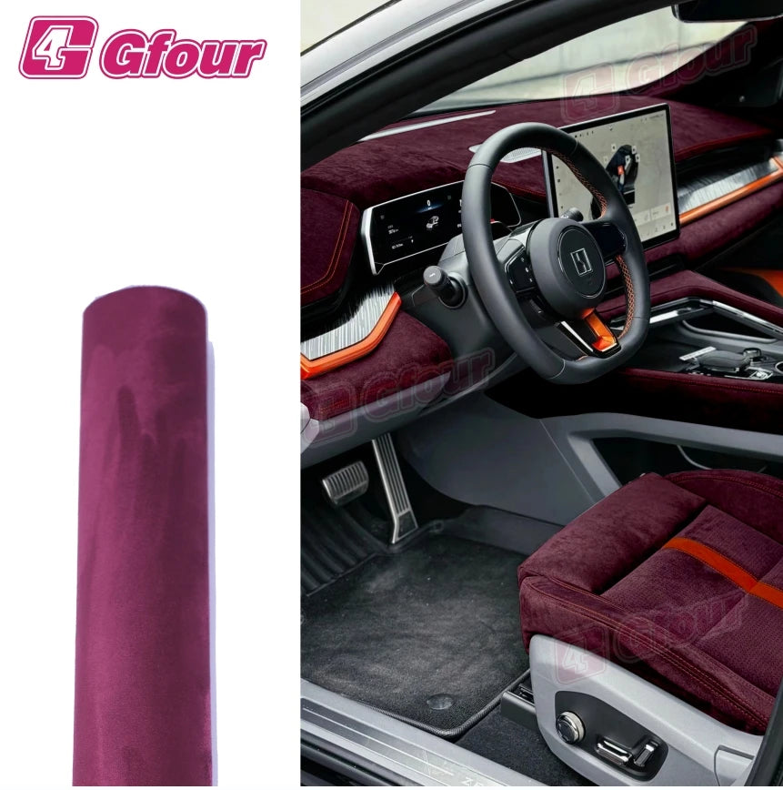 Self-adhesive Roll Flannel Pink Suede Film 1.52*15m Suede Car Film Hot Selling Decorative Vinyl Cherry Blossom Pink PVC Interior
