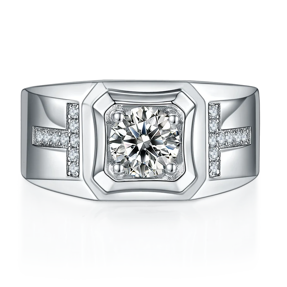 SGARIT Dropshipping 1ct Moissanite Diamond Ring Jewellery White Gold Plated 925 Sterling Silver Jewelry Finger Ring for Men