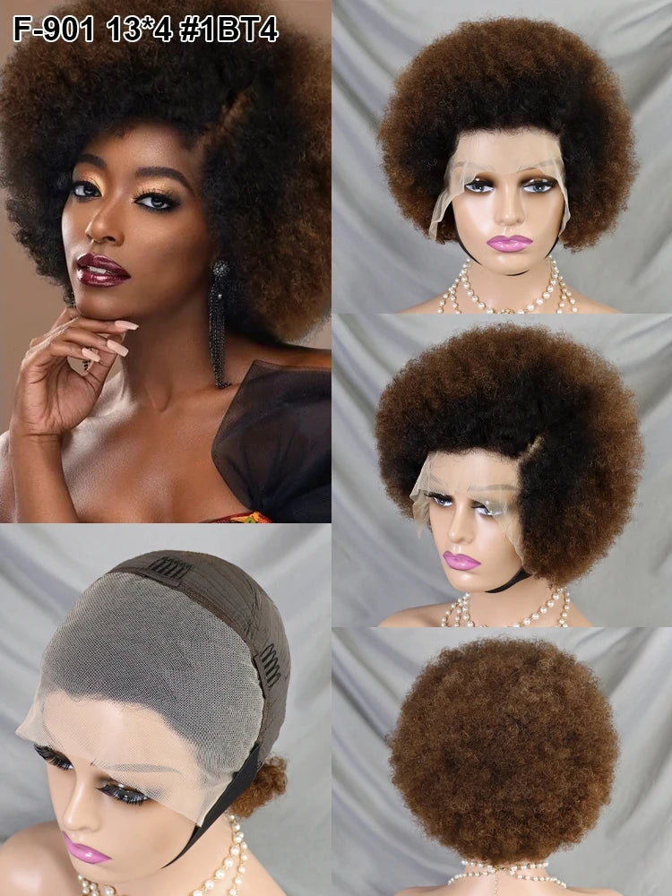 13x4 Lace Closure Frontal Wigs for Black Women Afro Kinky Curly Non Blend Hair Short Afro Curly Wig with Deep Wave Style