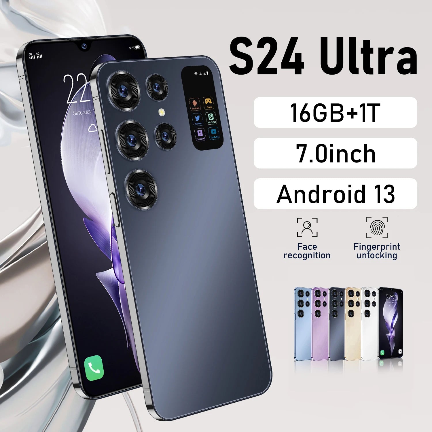 2024 New S24 ultra 7inch Smartphone 4G 5G Unlock Android13.0 Mobile 16GB 1TGB Cellphone Cell Smart Phone