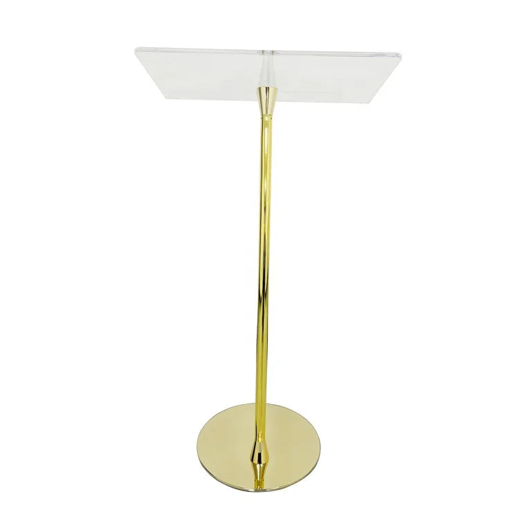 Portable Acrylic Curved Lucite Acrylic Lecture Curved Podium Presentation Lectern Golden Acrylic Church Pulpit