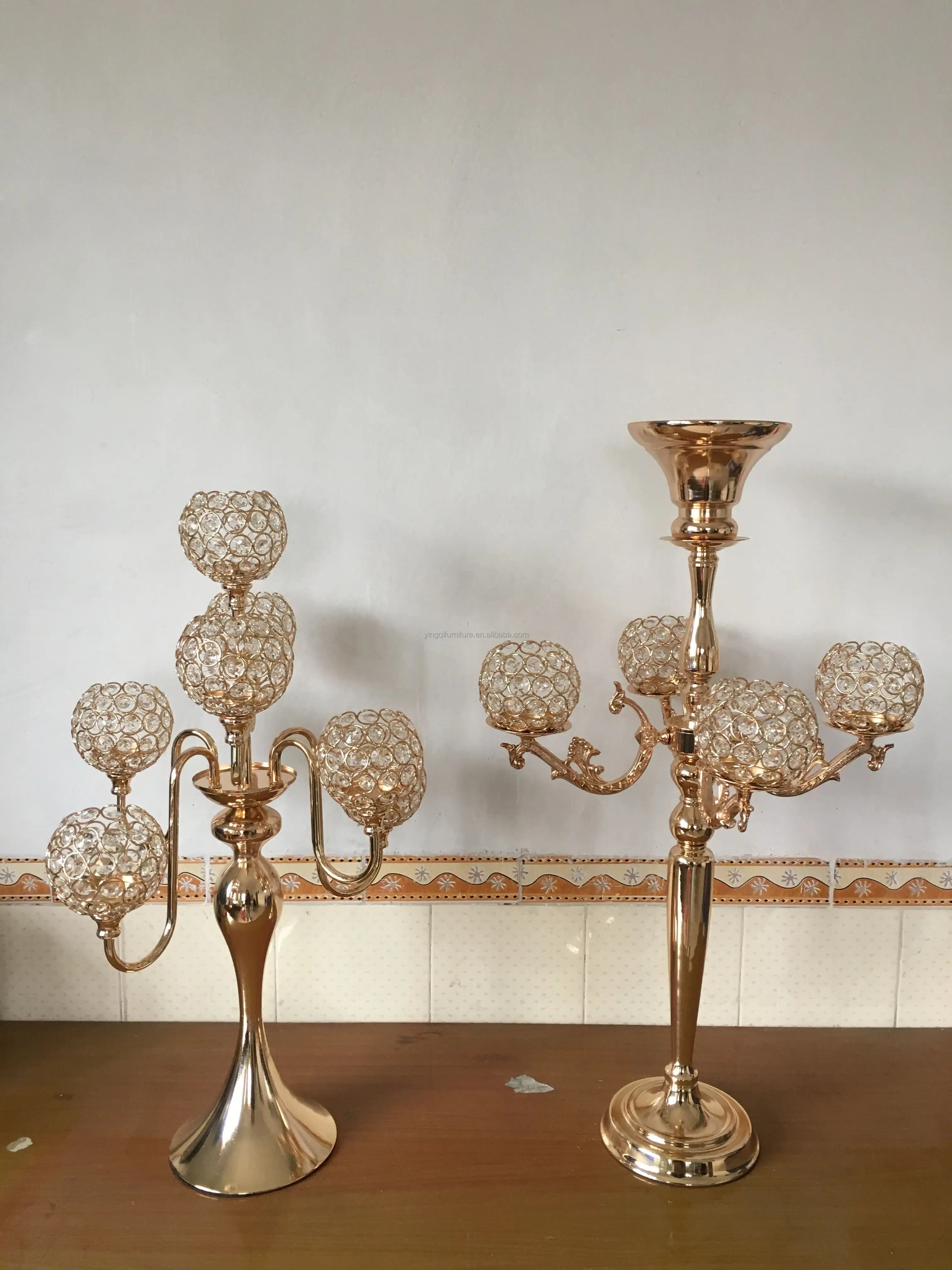 Golden Tall Wedding Party Table Candle Sticks