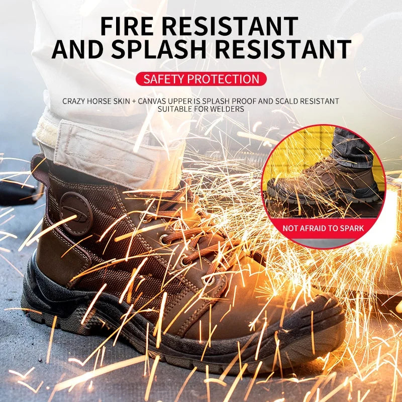 2022 Work Boot Oil Water Resistant Anti slip  Steel Toe Industrial Safety Shoes Boots